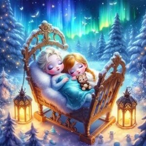 Baby Frozen Elsa & Anna DIY 5D Full Round Drill Diamond Painting